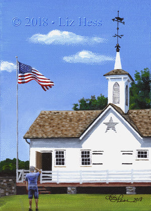 "Larry Salutes the Flag" Print, Notecard - Liz Hess Collection